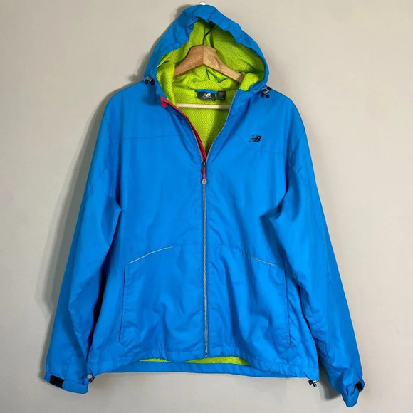 New Balance Windbreaker Rain Running Hooded Jacket Women's XXL Long Sleeve Blue - Picture 4 of 16